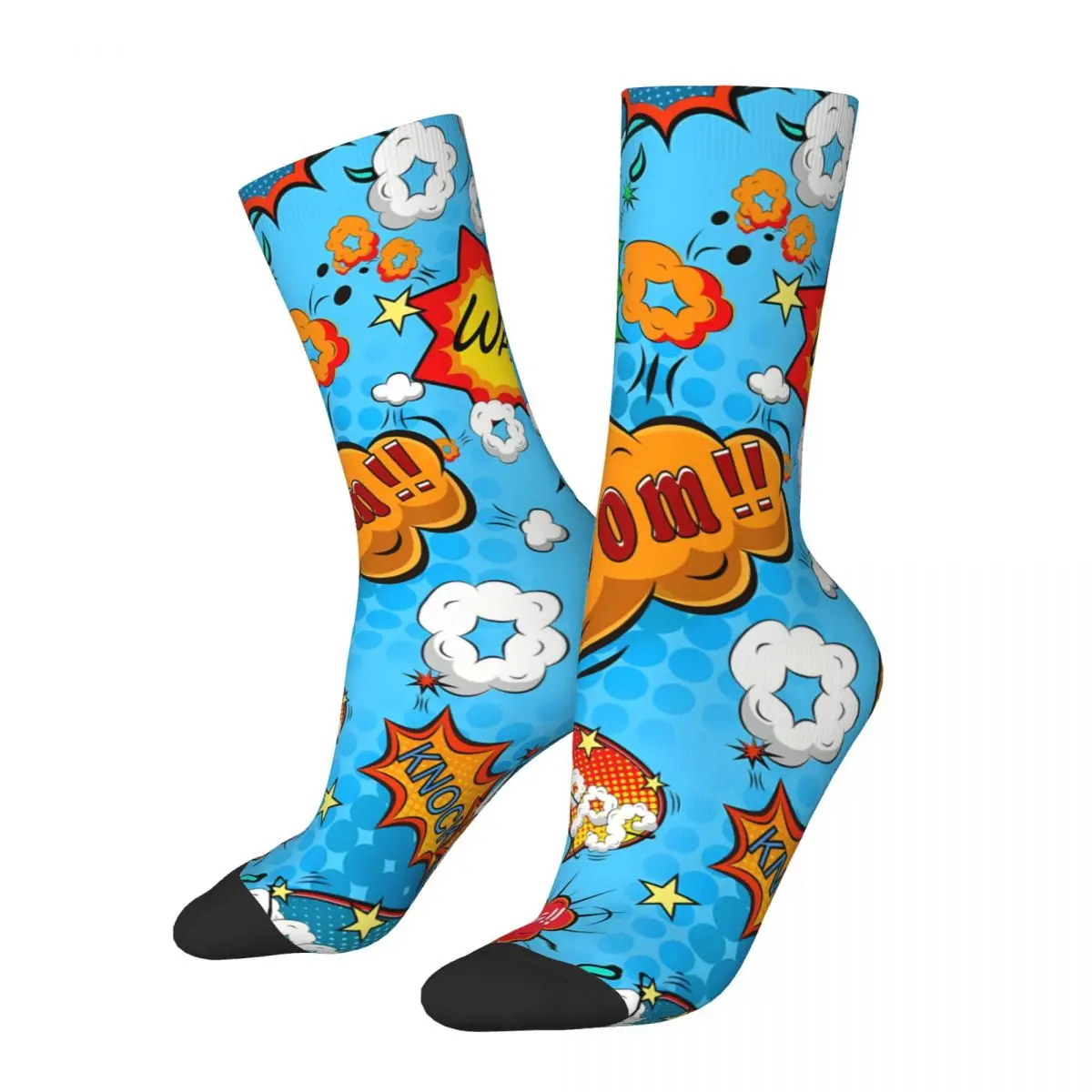 

BOOM Happy Retro Comic Elements Comic Art Socks Male Mens Women Winter Stockings Hip Hop