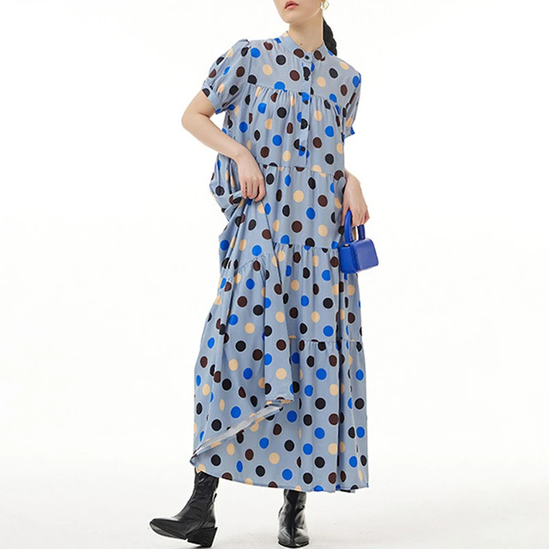 Johnature Streetwear New Wave Point Dresses 2023 Summer Casual Stand Collar Loose Simple Short Sleeve Women Dress
Johnature Streetwear New Wave Point Dresses 2023 Summer Casual Stand Collar Loose Simple Short Sleeve Women Dress