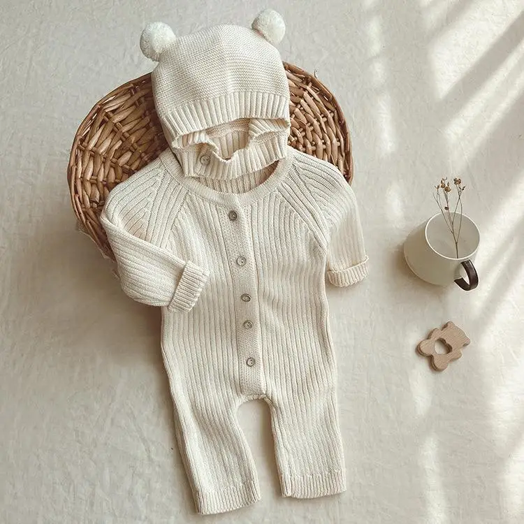 Two Pieces Autumn Winter Newborn Baby Clothes Beige Brown Single Breasted Knitted Rompers with Hats
Two Pieces Autumn Winter Newborn Baby Clothes Beige Brown Single Breasted Knitted Rompers with Hats