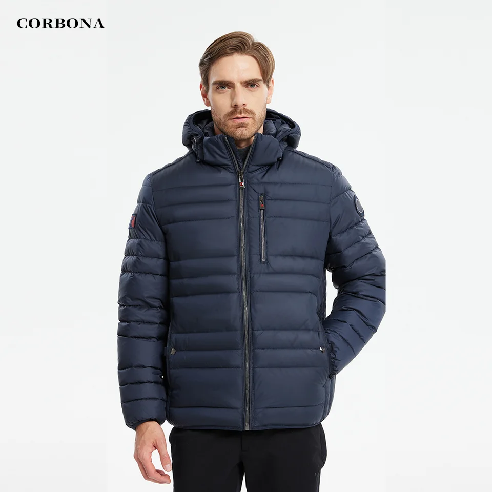 

2024 CORBONA Winter Men Coat Thick Jacket Freeze Warm Fur Detachable Hat Dad Gift Outdoor Cool Fashion Daily Casual Black Parka