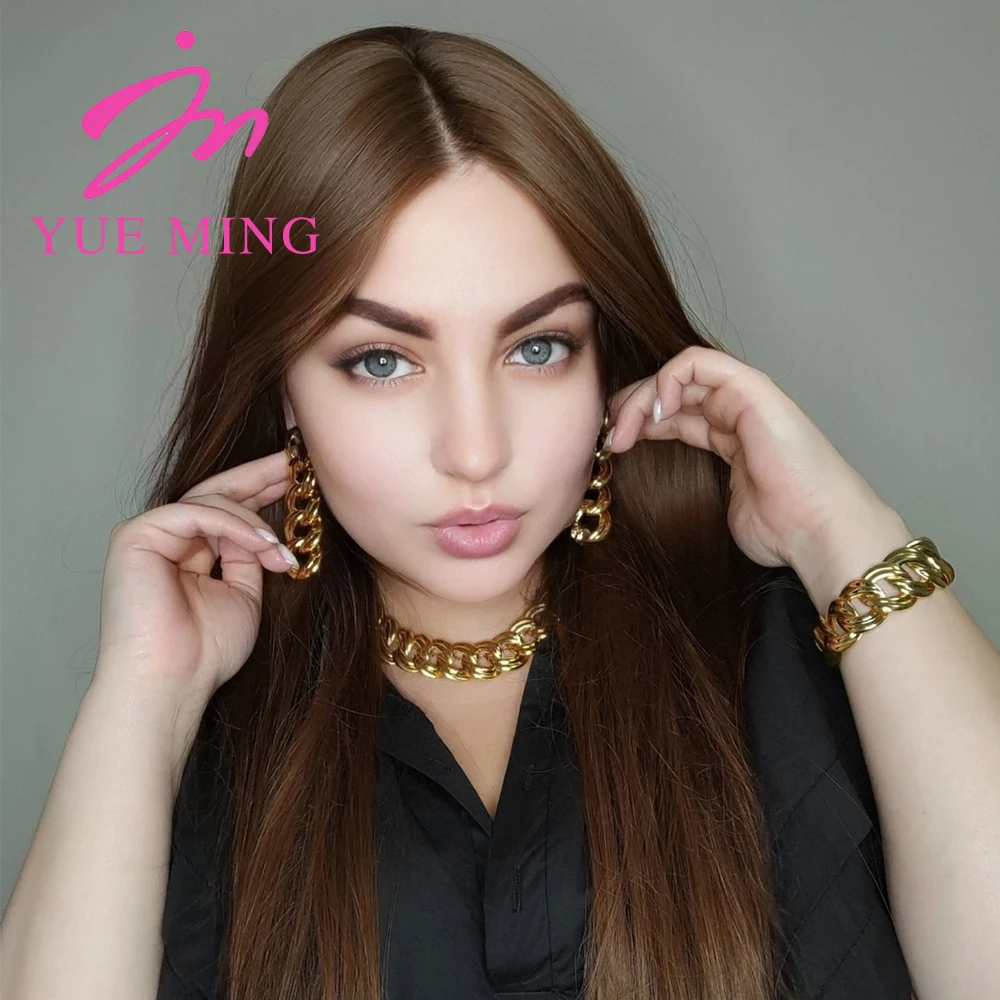 

YM 18k Gold Plated Necklace Set for Women Wedding Party 3PCS Jewelry Sets Luxury Big Chain Earrings Bracelet Jewelry Accessaries