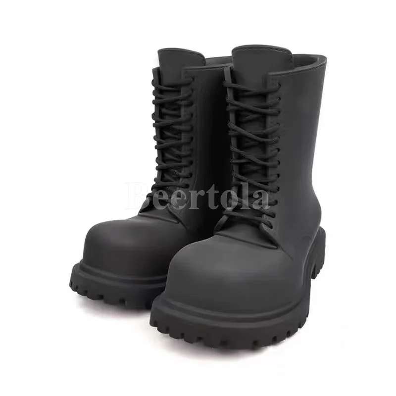 2023 New Big Round Toe Mid-Calf Boots Woman Man Black Leather Thick Sole Cartoon Cosplay Boots Cross Straps Lace Up Luxury Shoes
2023 New Big Round Toe Mid-Calf Boots Woman Man Black Leather Thick Sole Cartoon Cosplay Boots Cross Straps Lace Up Luxury Shoes
