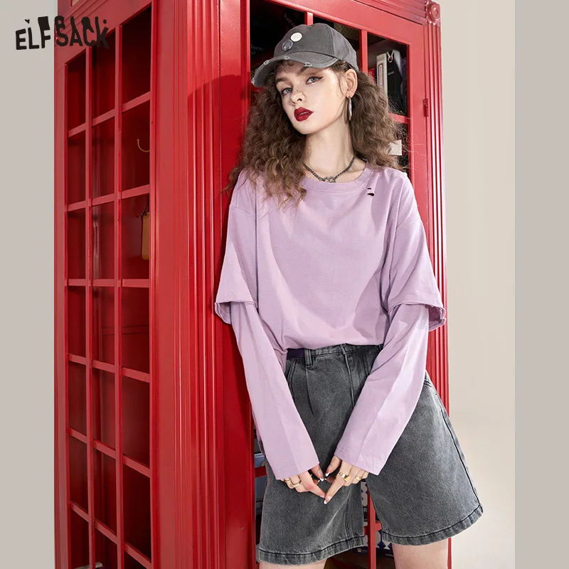 ELFSACK Fake Two Pieces Long Sleeve T-shirts Women 2023 Spring Loose Mid-length Basic Tops
ELFSACK Fake Two Pieces Long Sleeve T-shirts Women 2023 Spring Loose Mid-length Basic Tops