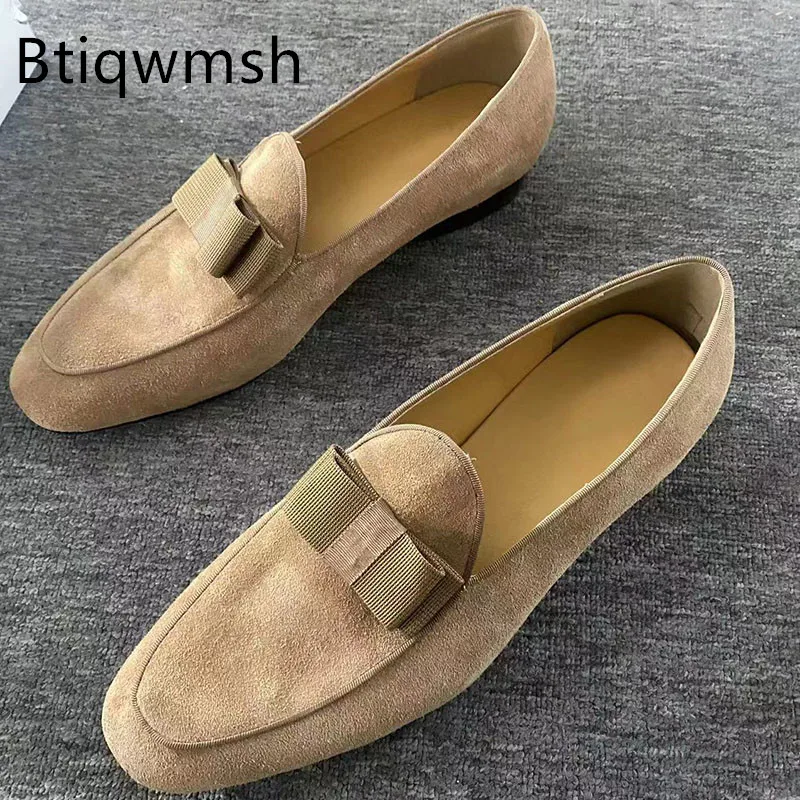 Nude Suede Shoes Men Pointed Toe Butterfly Knot Soft Real Leather Flat Shoes Man Fashion Wedding Shoes 2023
Nude Suede Shoes Men Pointed Toe Butterfly Knot Soft Real Leather Flat Shoes Man Fashion Wedding Shoes 2023