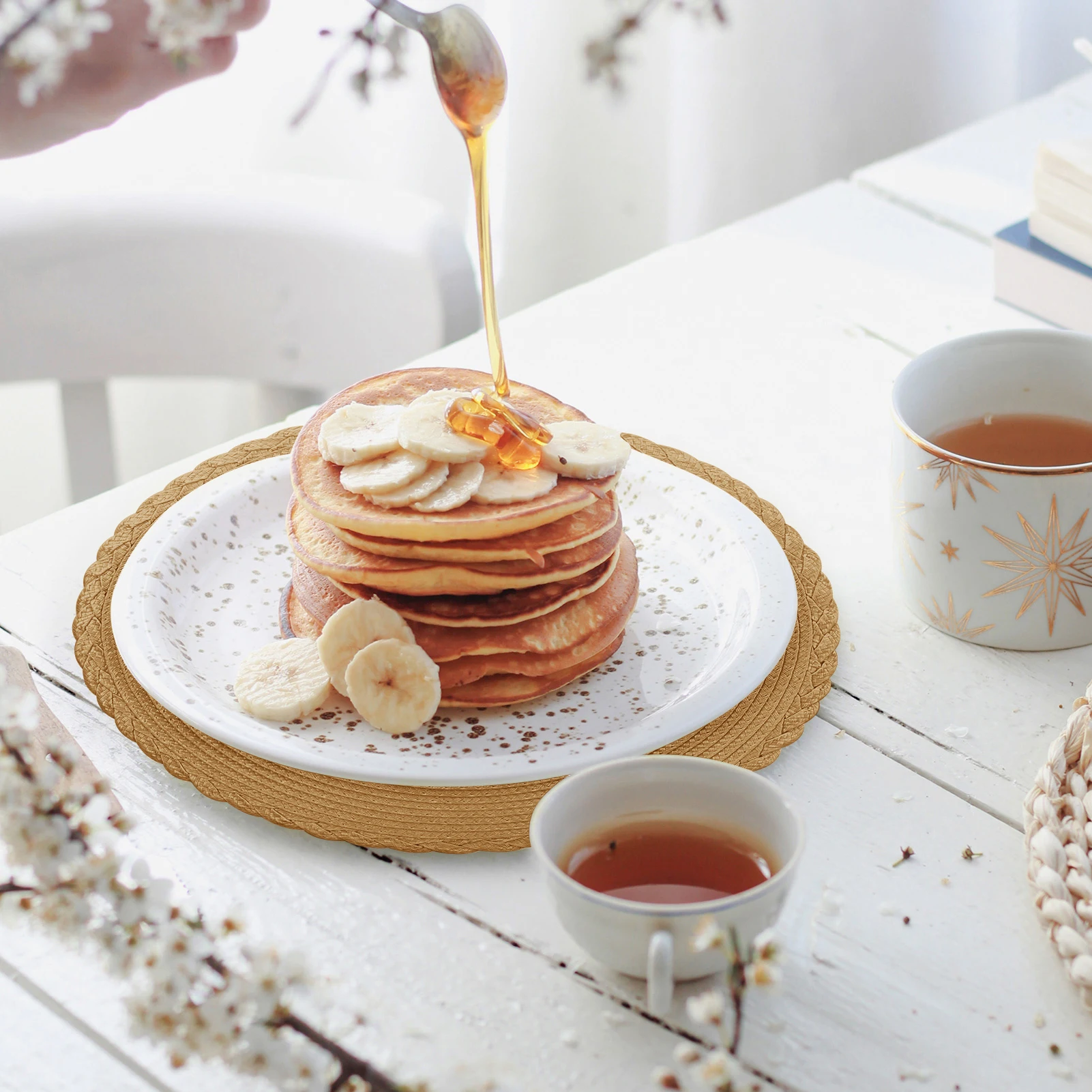 Set of 6 Round Placemats and Coasters Braided Woven Place Mats Washable Heat Resistant Table Mats and Coasters for Dining Table: 3 - 5 Days Free Delivery Only UK Set of 6 Round Placemats and Coasters Braided Woven Place Mats Washable Heat Resistant Table Mats and Coasters for Dining Table: 3 - 5 Days Free Delivery Only UK