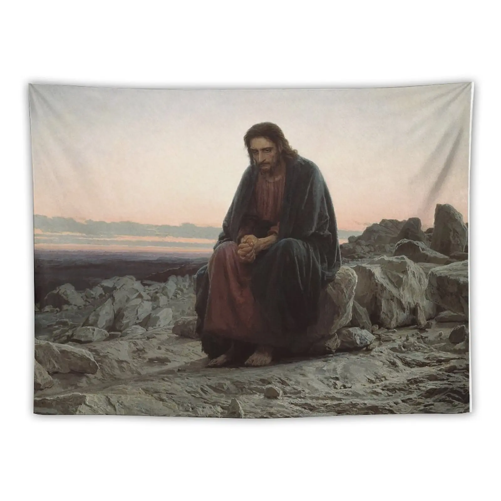 

Christ in the Desert - Ivan Kramskoi Tapestry Decorative Paintings Japanese Room Decor Art Mural Tapestry