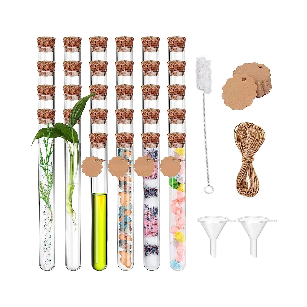 Test Tube With Cork 30pcs Test Tubes for Flowers Plastic 20ml Test Tubes with Kraft Paper Attachment(150x16mm)
Test Tube With Cork 30pcs Test Tubes for Flowers Plastic 20ml Test Tubes with Kraft Paper Attachment(150x16mm)