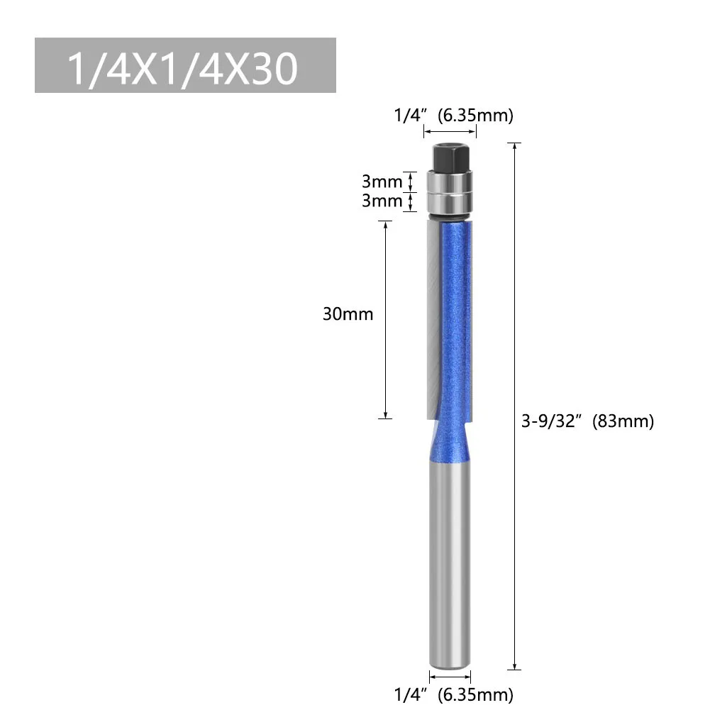 1/4 Shank Trim Router Bit 45# Steel YG6 Carbide Tip Milling Cutter W/ Bearing For Wood Template Plastic Metal Cutting
1/4 Shank Trim Router Bit 45# Steel YG6 Carbide Tip Milling Cutter W/ Bearing For Wood Template Plastic Metal Cutting