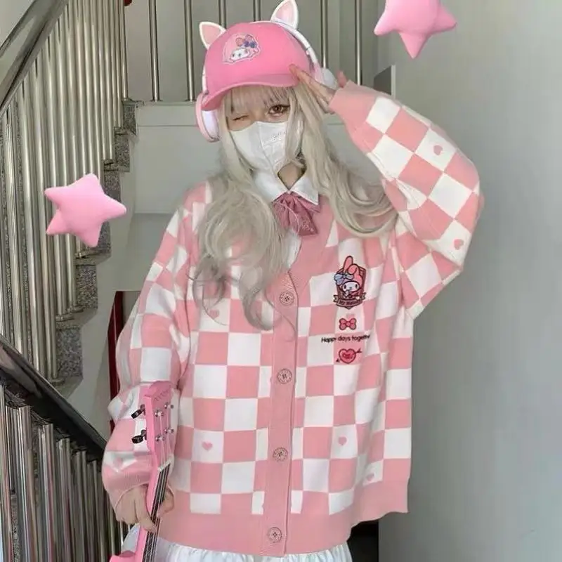 Kawaii Sanrio Kuromi My Melody женская куртка милый мультяшный аниме Cinnamoroll вязаный клетчатый Топ с длинным рукавом Свободный Повседневный свитер подарок
Kawaii Sanrio Kuromi My Melody женская куртка милый мультяшный аниме Cinnamoroll вязаный клетчатый Топ с длинным рукавом Свободный Повседневный свитер подарок