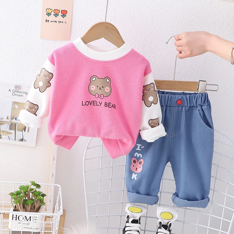 Spring Baby Girls T Shirt Jeans Kids Clothing Sets Infant Clothes Outfits Cartoon Bear Children Sportswear Princess Costume
Spring Baby Girls T Shirt Jeans Kids Clothing Sets Infant Clothes Outfits Cartoon Bear Children Sportswear Princess Costume
