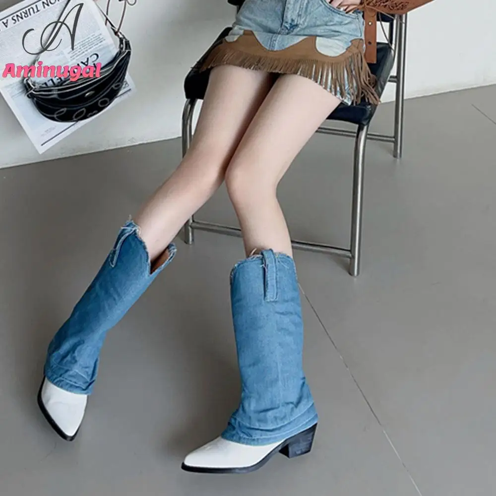 Fashion Chunky Women Boots Denim Embodied Sewing Comfy Western Boots Casual Vintage Stylish Brand New Winter Shoes For Women
Fashion Chunky Women Boots Denim Embodied Sewing Comfy Western Boots Casual Vintage Stylish Brand New Winter Shoes For Women