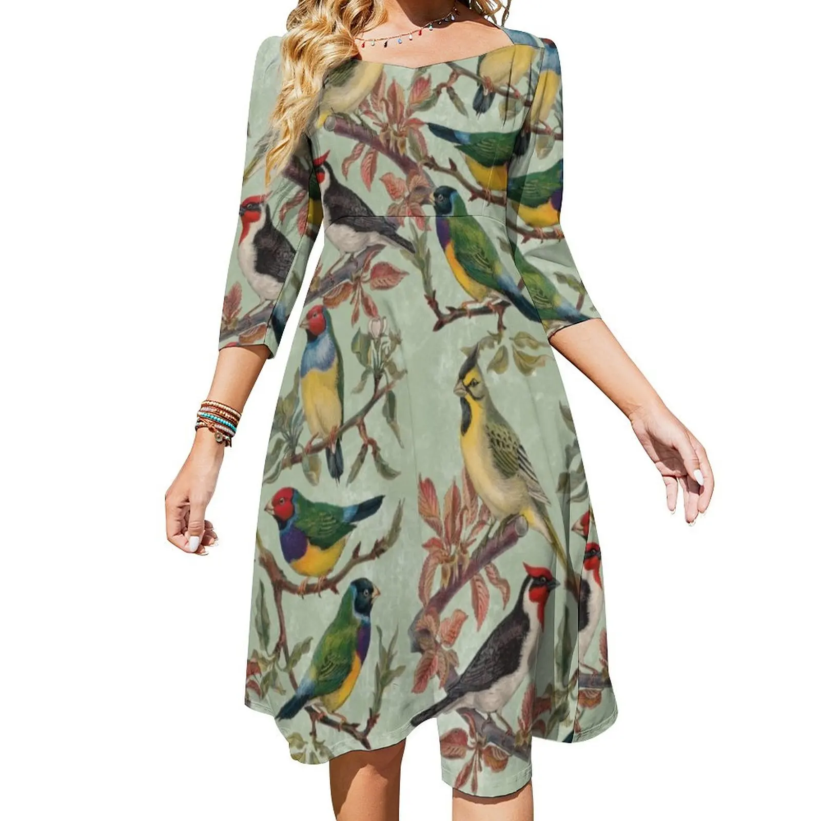 Винтажное расклешенное платье с птицами, женская одежда, элегантные шикарные свадебные вечерние платья
Винтажное расклешенное платье с птицами, женская одежда, элегантные шикарные свадебные вечерние платья