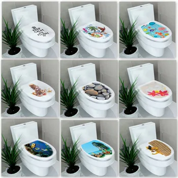 WC 받침대 팬 커버 스티커, 화장실 의자 변기 스티커, 홈 장식 욕실 장식, 3D 프린트 꽃보기 스티커, 32x39cm