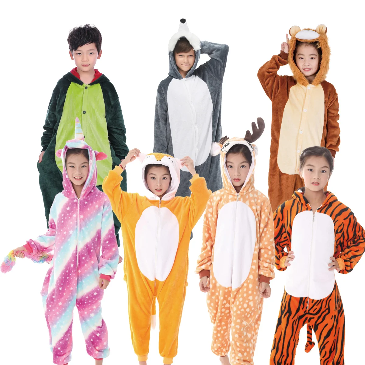 

Kids winter stich pajamas children panda dinosaur sleepwear unicorn kigurumi onesies unisex baby costume adults gift halloween