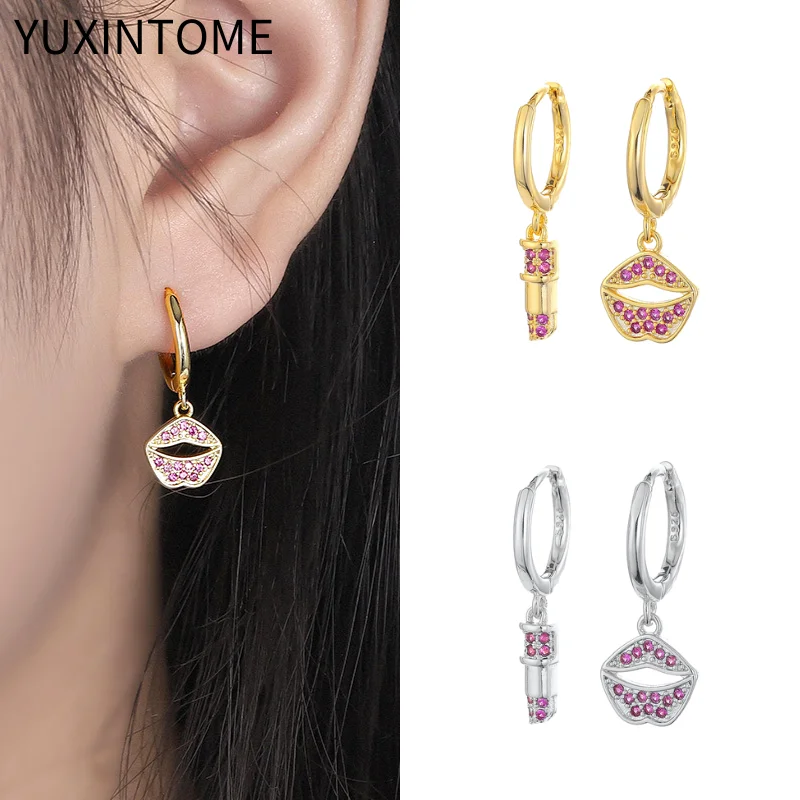Asymmetric Hoop Earrings Micro Zircon Lips Lipstick Pendant Earrings Female Creative Earrings Party Jewelry Gifts Accessories
Asymmetric Hoop Earrings Micro Zircon Lips Lipstick Pendant Earrings Female Creative Earrings Party Jewelry Gifts Accessories
