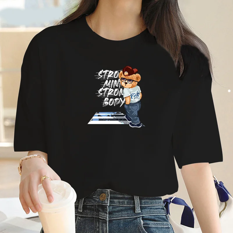 Handsome bear female T-shirt Fashion round neck short sleeve T-shirt Street Y2K hip hop top casual female T-shirt clothing
Handsome bear female T-shirt Fashion round neck short sleeve T-shirt Street Y2K hip hop top casual female T-shirt clothing
