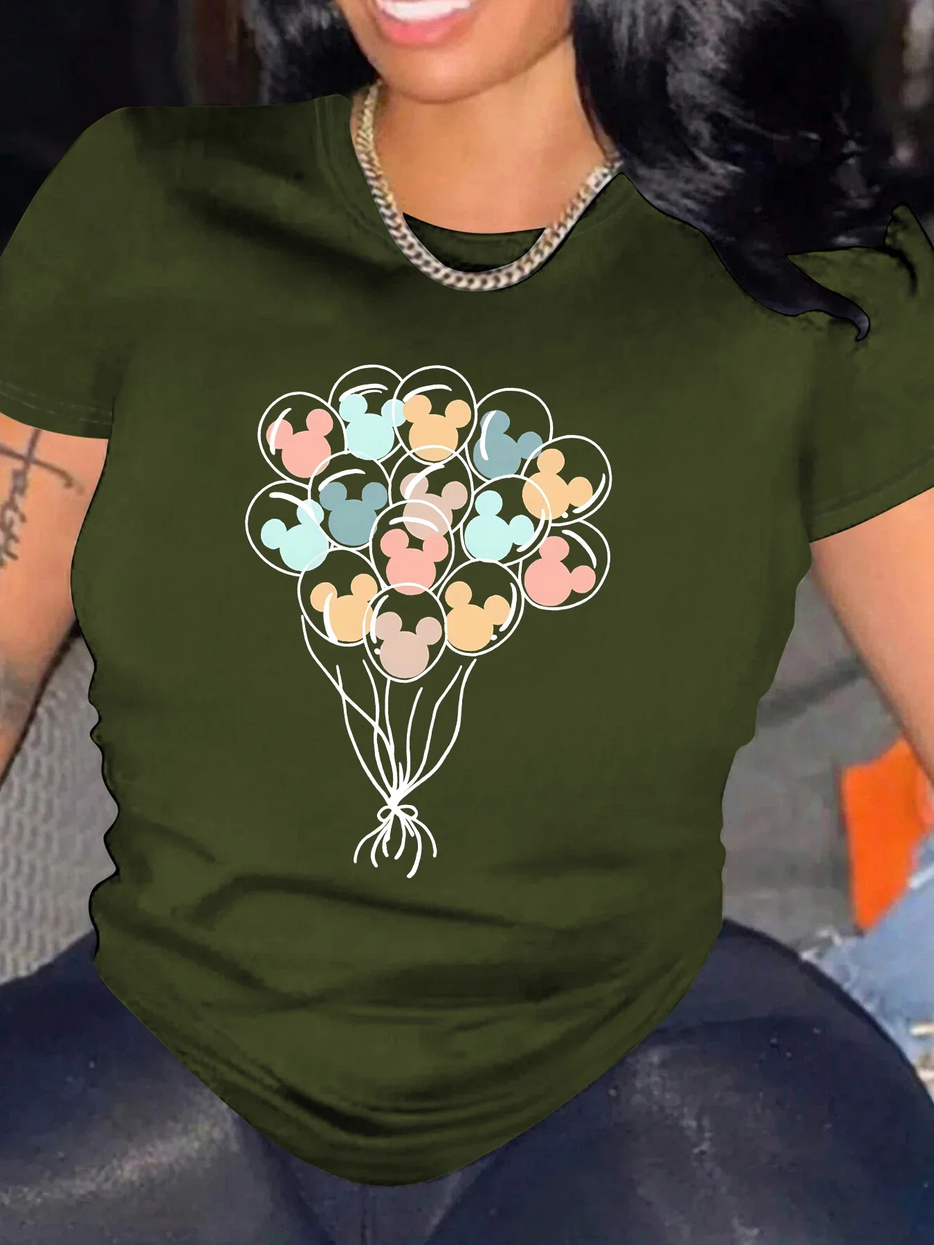 Футболка с коротким рукавом, летняя Милая футболка с круглым вырезом и принтом воздушных шаров, новые стильные повседневные женские футболки, топ, Летняя женская одежда
Футболка с коротким рукавом, летняя Милая футболка с круглым вырезом и принтом воздушных шаров, новые стильные повседневные женские футболки, топ, Летняя женская одежда