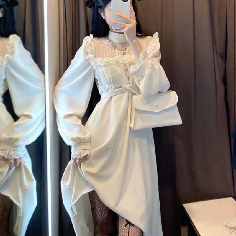 French Lace Vintage Dress Women Fashion Puffer Sleeve Elegant One Piece Dress Korean Spring High Street Slim Midi Dress Y2k
French Lace Vintage Dress Women Fashion Puffer Sleeve Elegant One Piece Dress Korean Spring High Street Slim Midi Dress Y2k