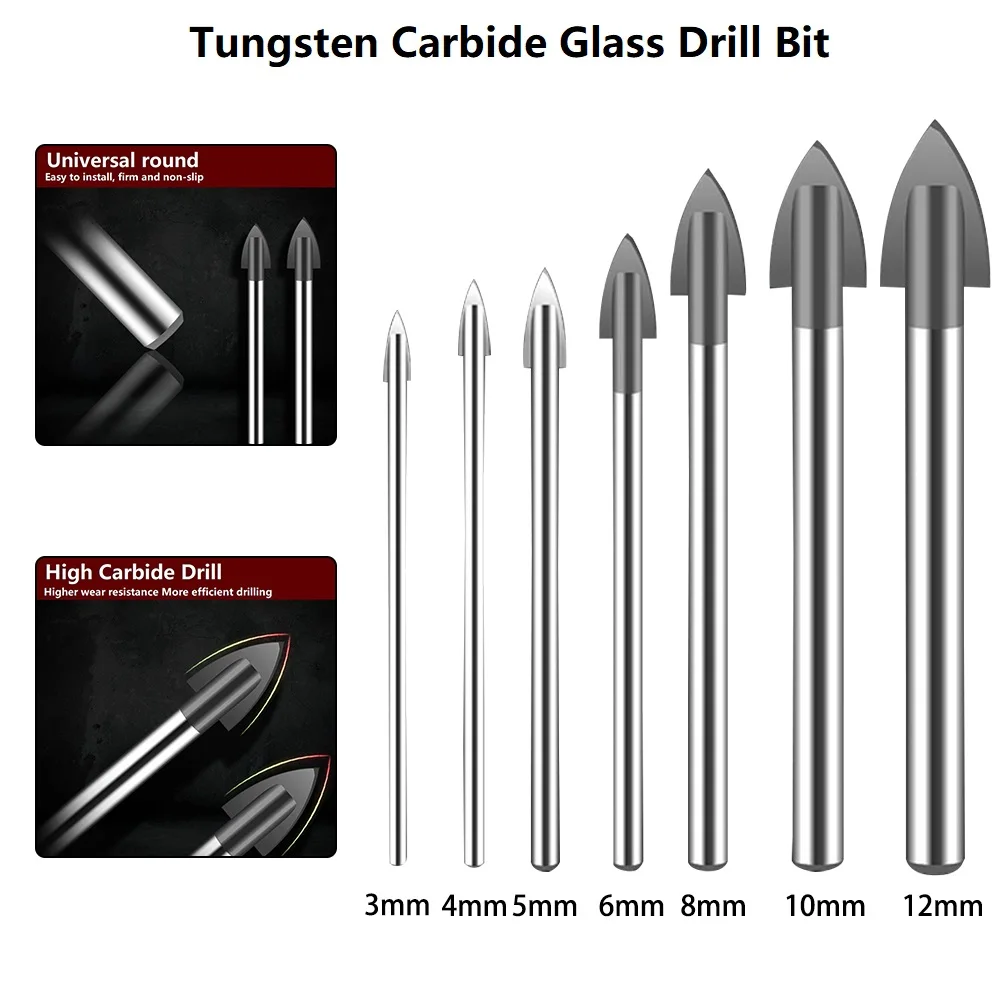 Drill Bit 3/4/5/6/8/10/12mm Glass Drill Bits Tungsten Carbide Tipped Ceramic Tile Cutter Power Tool Hex Shank Drill Bits
Drill Bit 3/4/5/6/8/10/12mm Glass Drill Bits Tungsten Carbide Tipped Ceramic Tile Cutter Power Tool Hex Shank Drill Bits
