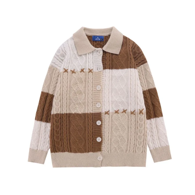 Свитер для мужчин и женщин в стиле ретро, свитер с круглым вырезом и витым узором, модный Свободный Вязаный топ для пары цветов 
Свитер для мужчин и женщин в стиле ретро, свитер с круглым вырезом и витым узором, модный Свободный Вязаный топ для пары цветов