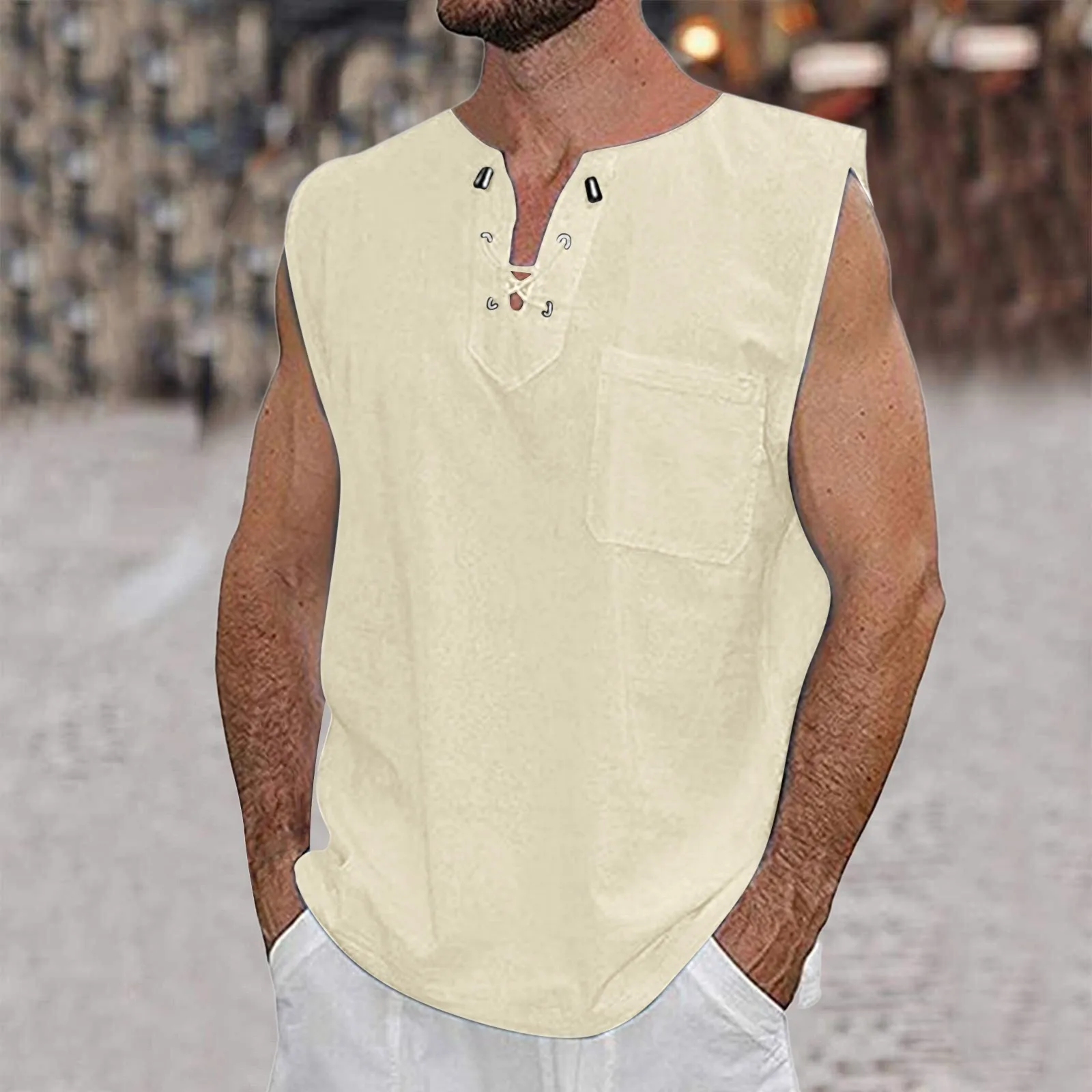 Summer Mens Sleeveless Vest Shirts Cotton Linen Lace Up Loose Camisa Masculina Y2k Loose Men Clothing Tank Tops Holiday Shirts
Summer Mens Sleeveless Vest Shirts Cotton Linen Lace Up Loose Camisa Masculina Y2k Loose Men Clothing Tank Tops Holiday Shirts