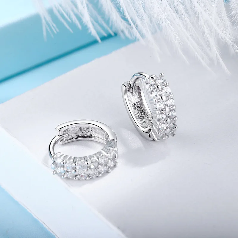 High Quality 925 Sterling silver Double row crystal Round Earrings Stud for women Fashion designer Jewelry Couple Gifts
High Quality 925 Sterling silver Double row crystal Round Earrings Stud for women Fashion designer Jewelry Couple Gifts