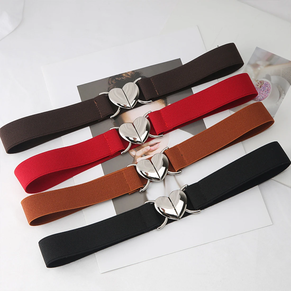 Trendy Thin Elastic Stretch Waistband Female Love Heart Metal Buckle Belt for Women Coat Dress Waist Seal Belts Accessory
Trendy Thin Elastic Stretch Waistband Female Love Heart Metal Buckle Belt for Women Coat Dress Waist Seal Belts Accessory