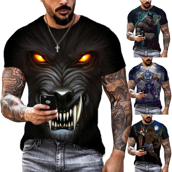 Summer Werewolf Vampire 3D Printing Men's Short-sleeved T-shirt Animal Wolf Unisex Casual Round Neck T-shirt Men's Clothing
Summer Werewolf Vampire 3D Printing Men's Short-sleeved T-shirt Animal Wolf Unisex Casual Round Neck T-shirt Men's Clothing