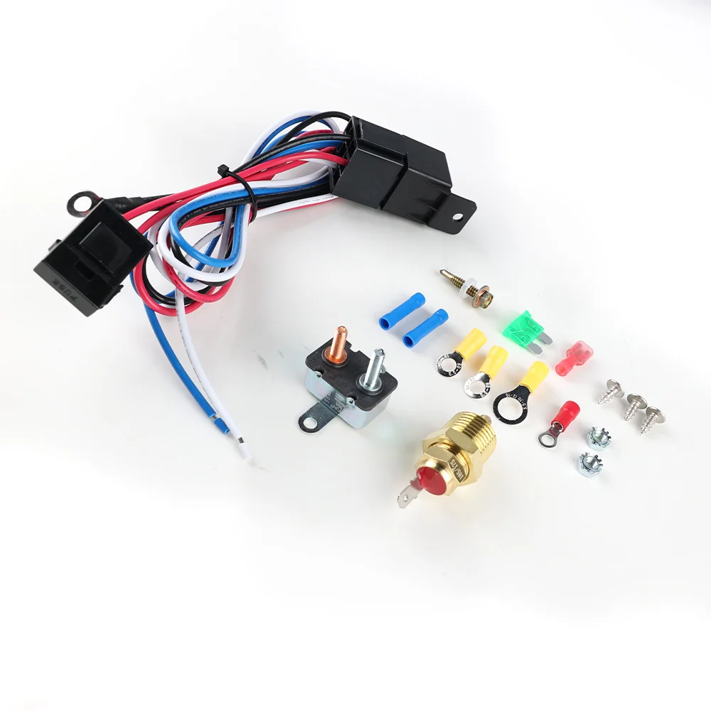 

175-185 Degree Electric Cooling Fan Thermostat Kit Temp Sensor Temperature Switch 40A RELAY KIT