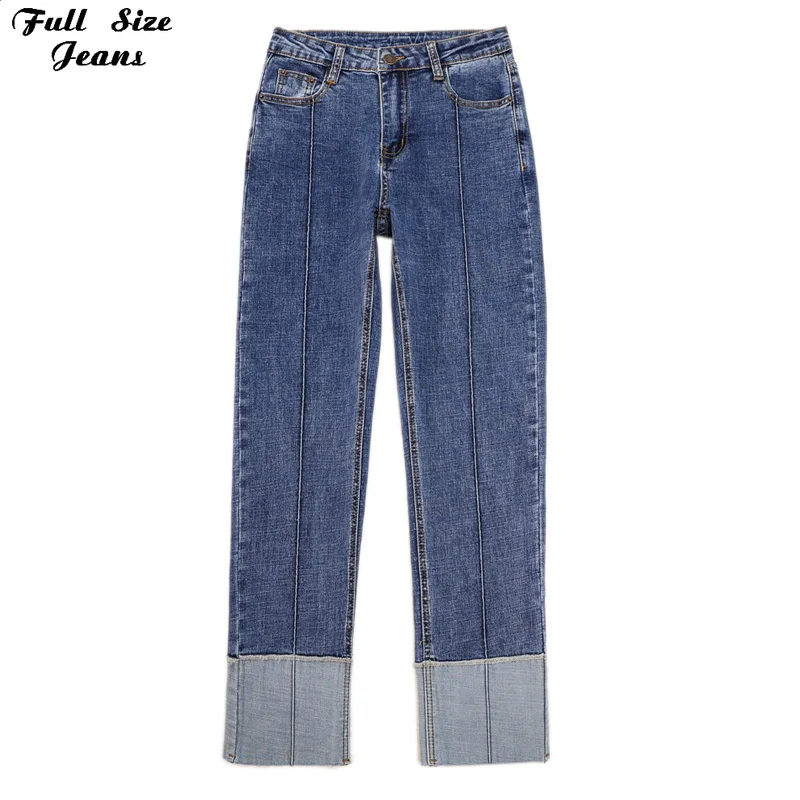 

High Waist Straight Leg Stretchy Cuffed Capris Jeans Mom Women's Striped Ripped Distressed Ankle Length Skinny Cut Denim Pants