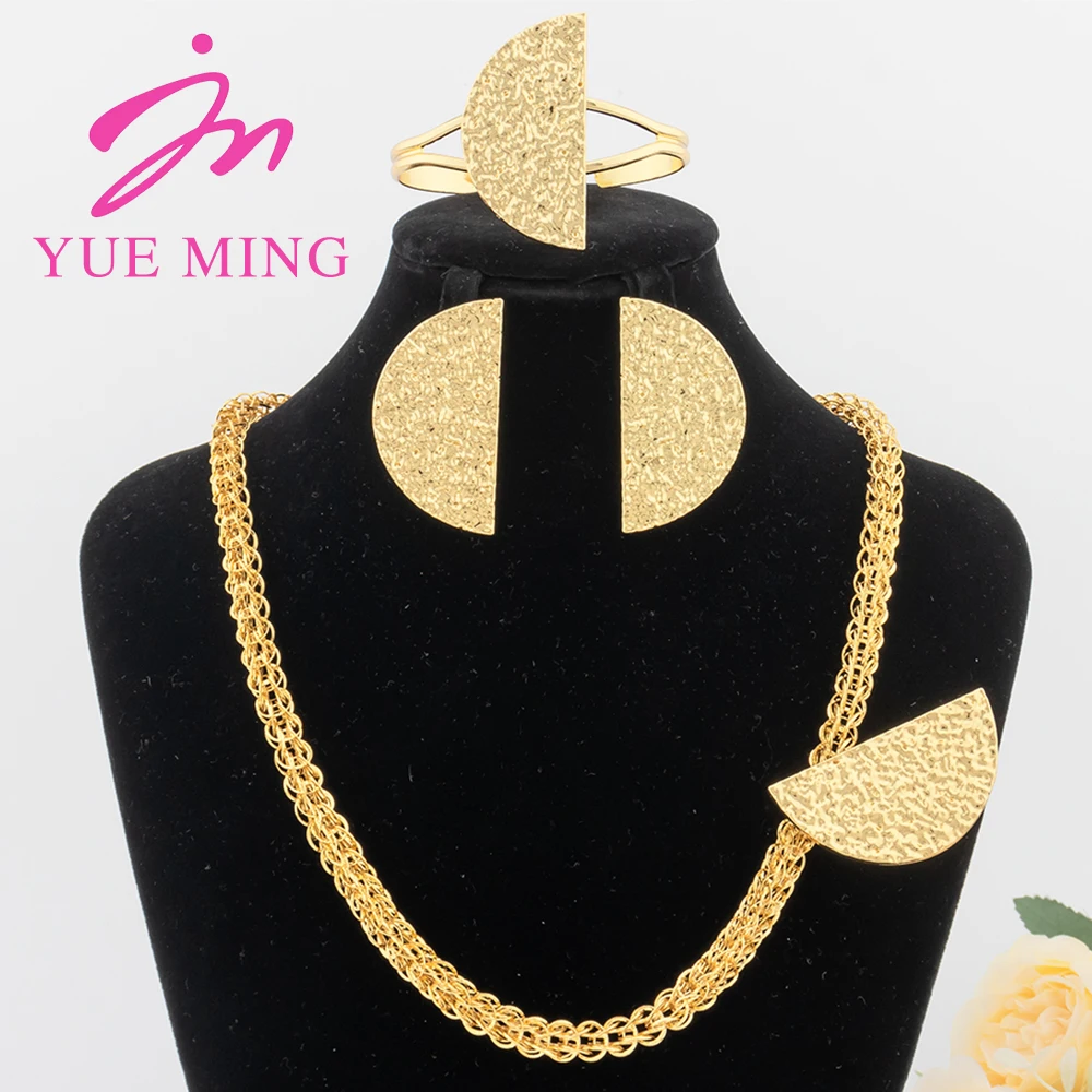 YM Semicircle Jewelry Set for Women Wedding 18K Gold Plated Cuff Bangles with Adjustable Rings 60cm Necklace Geometry Earrings
YM Semicircle Jewelry Set for Women Wedding 18K Gold Plated Cuff Bangles with Adjustable Rings 60cm Necklace Geometry Earrings