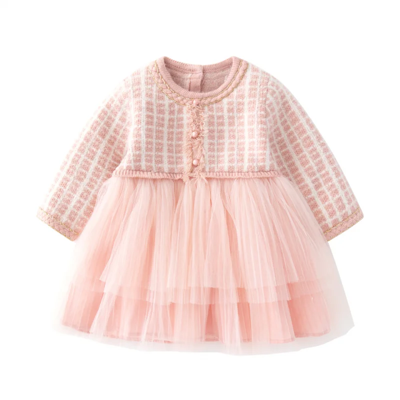Spring Autumn Children's Clothing 1 To 6 Years Old Baby Girl Knitted Pink Fluffy Gauze Dress for Kids' Elegant Dresses
Spring Autumn Children's Clothing 1 To 6 Years Old Baby Girl Knitted Pink Fluffy Gauze Dress for Kids' Elegant Dresses