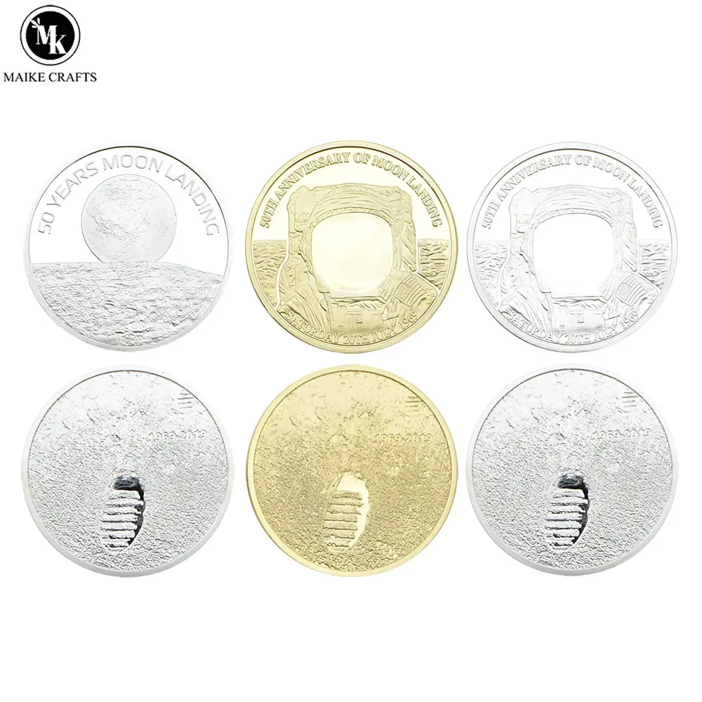 American Apollo 50th Anniversary Coin Plated with Gold and Silver Metal Coin Aerospace Badge Collection Gift
American Apollo 50th Anniversary Coin Plated with Gold and Silver Metal Coin Aerospace Badge Collection Gift