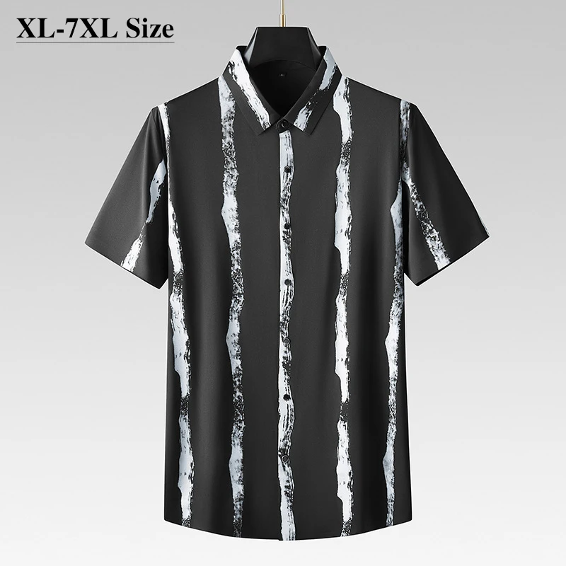 Plus Size 6XL 7XL 8XL Summer Men's Striped Print Short Sleeve Shirt Fashion Casual Personality High Quality Stretch Shirt Male
Plus Size 6XL 7XL 8XL Summer Men's Striped Print Short Sleeve Shirt Fashion Casual Personality High Quality Stretch Shirt Male