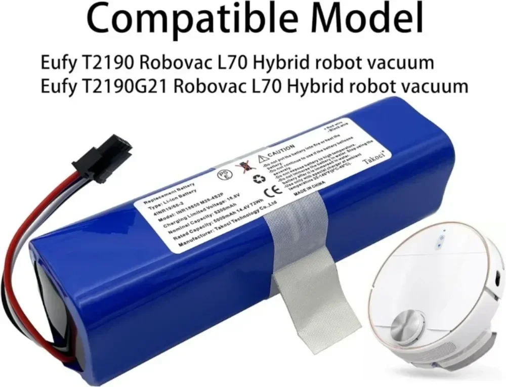 for Eufy Robovac L70 Hybrid Series Robot Vacuum Lithium Ion Sweeping Robot Battery 14.4V 5200mAh 18650 Replacement Battery
for Eufy Robovac L70 Hybrid Series Robot Vacuum Lithium Ion Sweeping Robot Battery 14.4V 5200mAh 18650 Replacement Battery