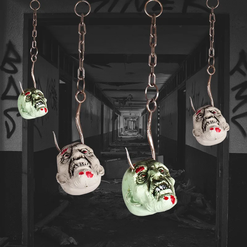 2PCS/Set Horror Bloody Iron Chain Hook Realistic Head Pendant Haunted House Bar Scene Layout Props Halloween Decoration
2PCS/Set Horror Bloody Iron Chain Hook Realistic Head Pendant Haunted House Bar Scene Layout Props Halloween Decoration