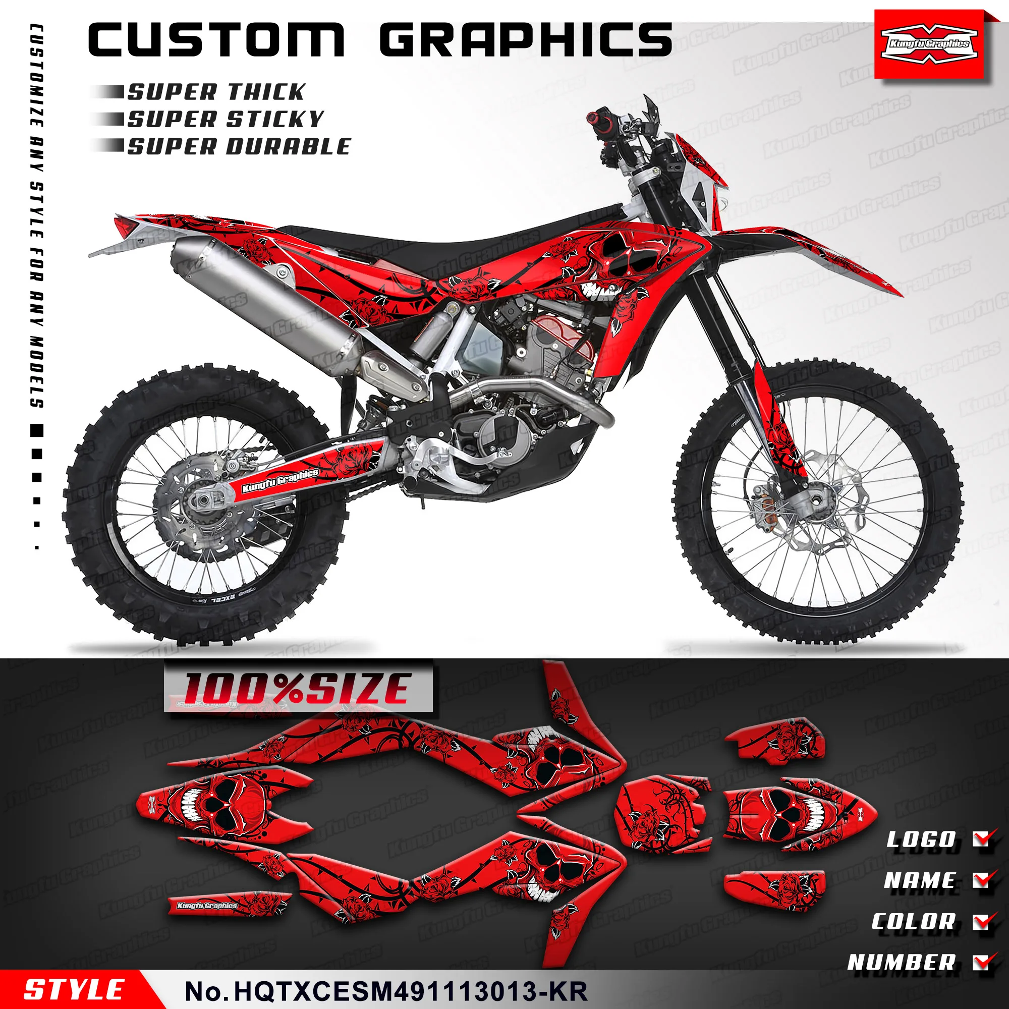 KUNGFU графические Наклейки на заказ, комплект виниловой пленки для Husqvarna TE TC TXC SMR 449 511 2011 2012, HQTXCESM491113013-KR
KUNGFU графические Наклейки на заказ, комплект виниловой пленки для Husqvarna TE TC TXC SMR 449 511 2011 2012, HQTXCESM491113013-KR