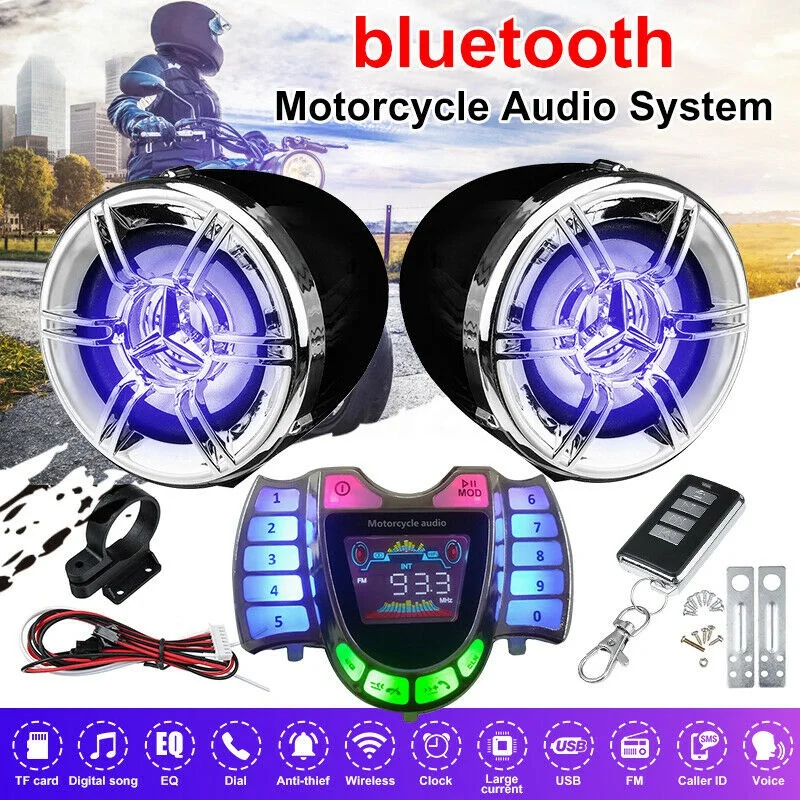 Motorcycle Stereo Speakers Wireless Bluetooth MP3 Player Waterproof FM Audio for Motor Scooter Bike ATV UTV
Motorcycle Stereo Speakers Wireless Bluetooth MP3 Player Waterproof FM Audio for Motor Scooter Bike ATV UTV