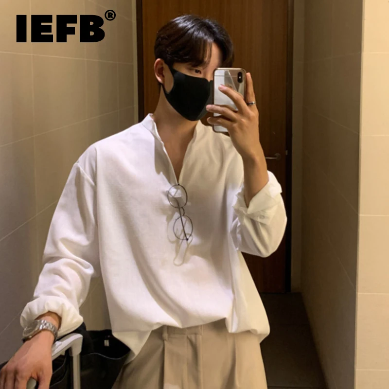 IEFB Korean Cotton Linen Shirt Men's Long Sleeve Pullover Half High Neck Tide Solid Color Top Loose Fashion Male Clothing 9C2212
IEFB Korean Cotton Linen Shirt Men's Long Sleeve Pullover Half High Neck Tide Solid Color Top Loose Fashion Male Clothing 9C2212