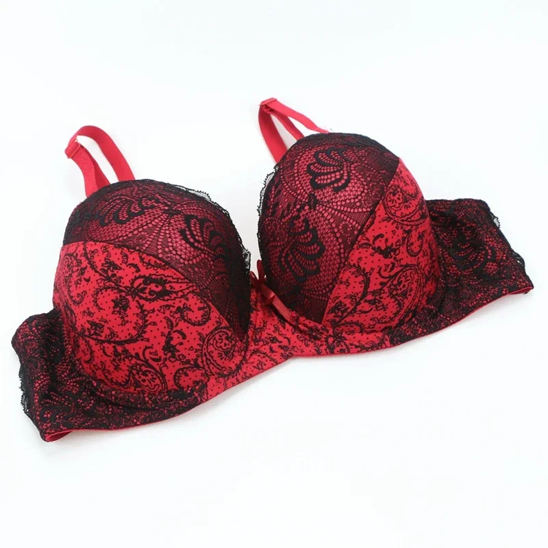 

WENLI Push Up Bras BCDE Cup Embroidered Lace Plus Size Women 34 36 38 40 42 Brassiere Printing Style Female Lingerie Set
