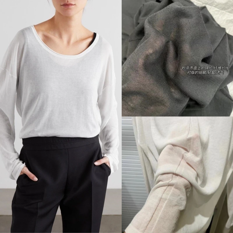 R0W Minimalist Old Money Style Knitted Top Breathable Pure Cotton Loose Round Neck Curled Long Sleeve T-shirt
R0W Minimalist Old Money Style Knitted Top Breathable Pure Cotton Loose Round Neck Curled Long Sleeve T-shirt