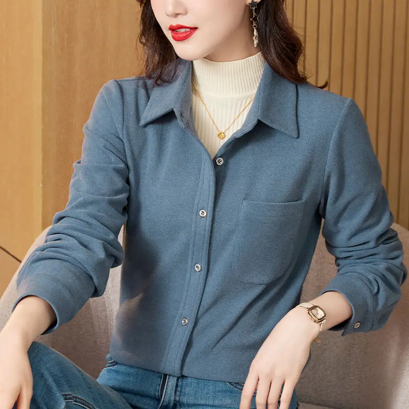 2023 Autumn/Winter New Polo Collar Long Sleeved Shirt Solid Wild Office Lady Comfortable Casual Loose Button Women's Cardigan
2023 Autumn/Winter New Polo Collar Long Sleeved Shirt Solid Wild Office Lady Comfortable Casual Loose Button Women's Cardigan