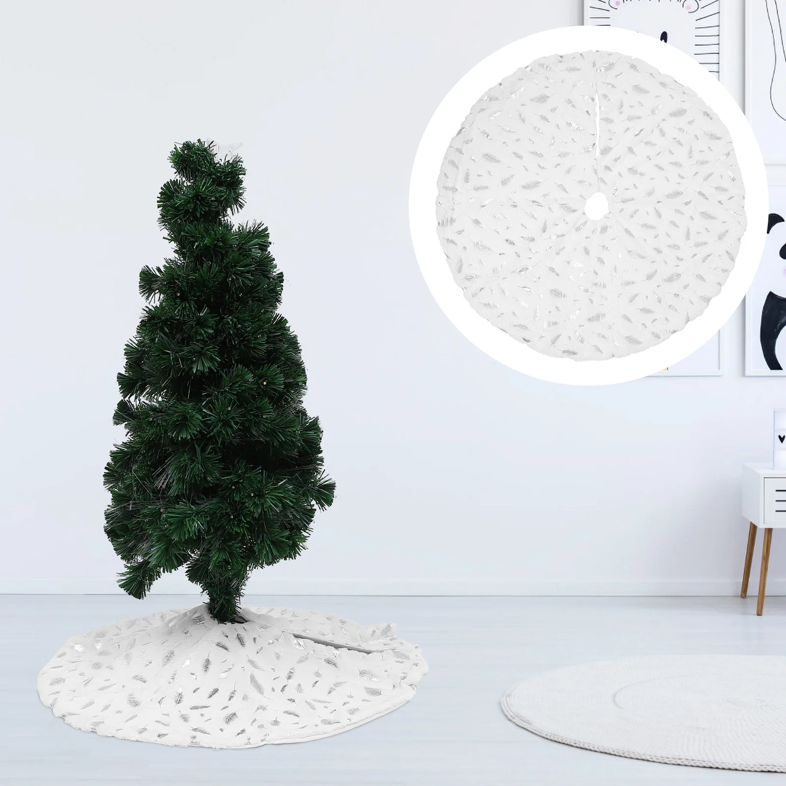 

90cm Christmas Tree Skirt Plush Cloth Tree Apron Tree Stand Cover Ring Floor Mat Rug Under Ornament Tree Decor for Holiday