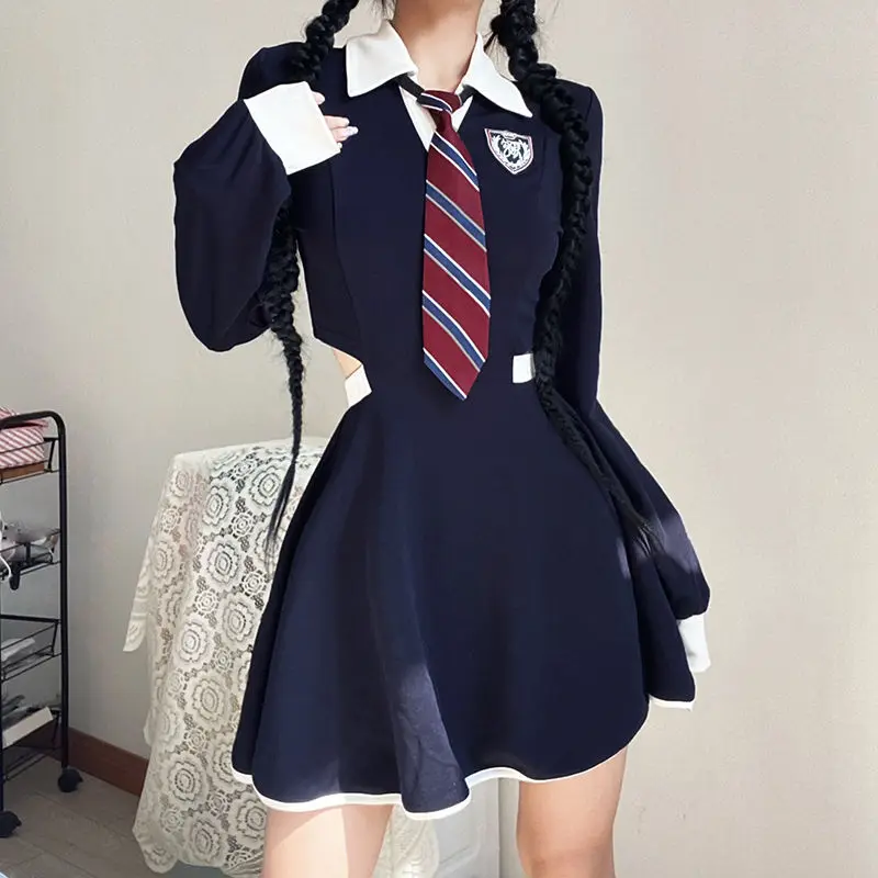 HOUZHOU Vintage Long Sleeve School Dresses Women Preppy Korean Fashion Streetwear A-line Blue Short Dress Aesthetic Harajuku
HOUZHOU Vintage Long Sleeve School Dresses Women Preppy Korean Fashion Streetwear A-line Blue Short Dress Aesthetic Harajuku