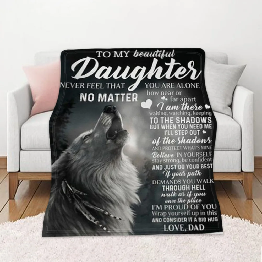 Wolf Printed Message Designer Plush Throw Blankets Tranel Picnic Blanket Dad To Daughter Letter Quilt Express Love Birthday Gift
Wolf Printed Message Designer Plush Throw Blankets Tranel Picnic Blanket Dad To Daughter Letter Quilt Express Love Birthday Gift