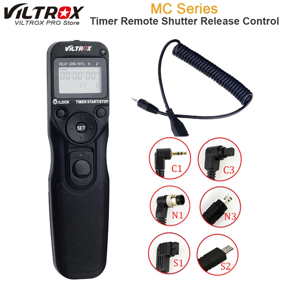 

Viltrox LCD Timer Remote Shutter Release Control Cable Cord for Canon EOS Nikon Minolta Sony A7 A7S A7R A6000 A5100 DSLR Camera