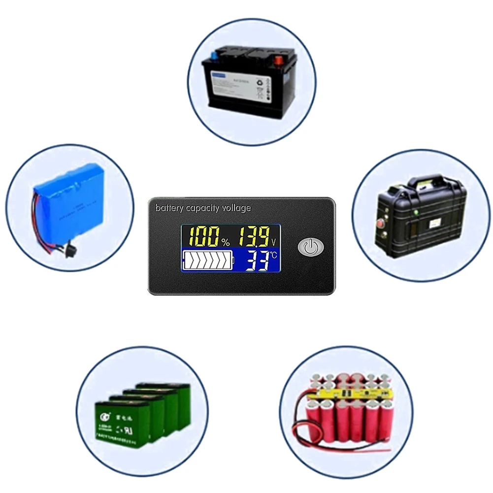 Battery Capacity Indicator 12V 60V 72V 10-100V Adjustable Li-ion Lead Acid Battery Tester LCD Temperature Voltmeter with Cable
Battery Capacity Indicator 12V 60V 72V 10-100V Adjustable Li-ion Lead Acid Battery Tester LCD Temperature Voltmeter with Cable