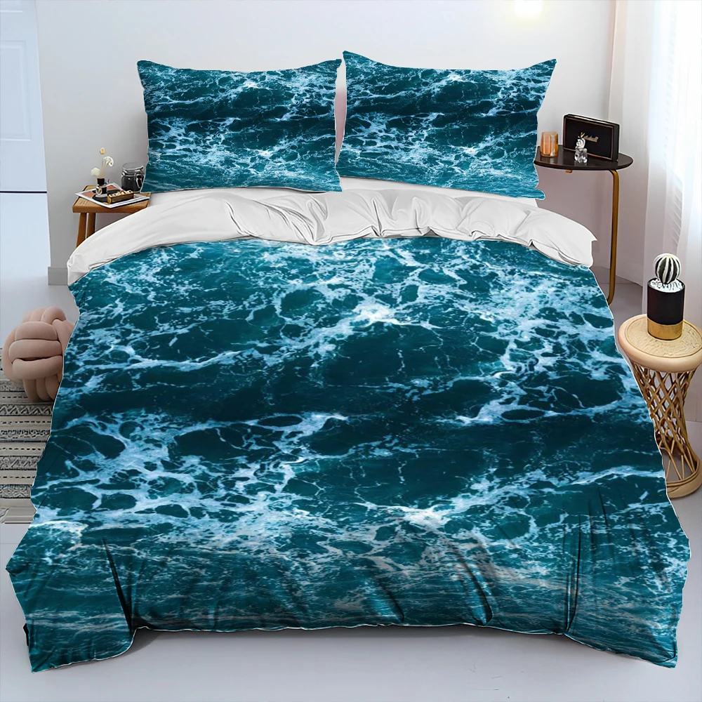 

3D Ocean Seawater Beach Sea Water Comforter Bedding Set,Duvet Cover Bed Set Quilt Cover Pillowcase,King Queen Size Bedding Set