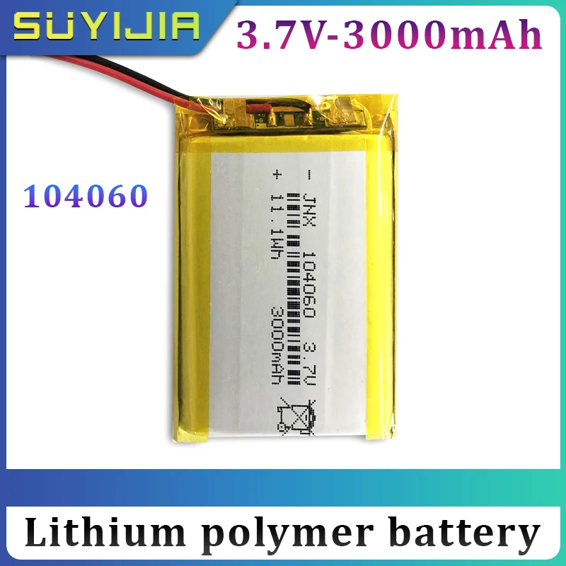 3.7V 3000mAh Polymer Lithium Battery 104060 Suitable for Bluetooth Speaker Floor Lamp Shaver Battery Locator Doorbell Humidifier
3.7V 3000mAh Polymer Lithium Battery 104060 Suitable for Bluetooth Speaker Floor Lamp Shaver Battery Locator Doorbell Humidifier