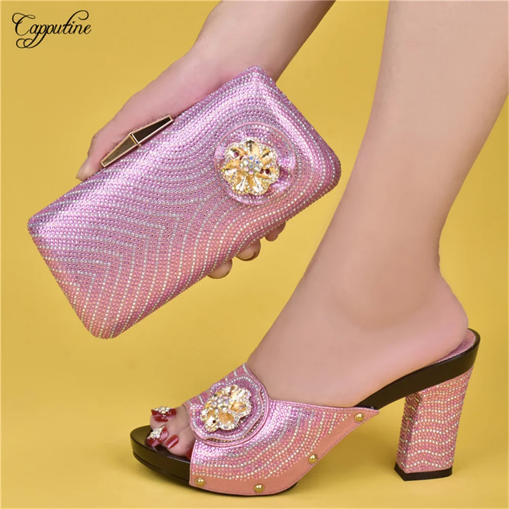Pink Shoes And Bag Set For Woman African High Heels Slippers Match With Handbag Nigerian Ladies Summer Pumps Purse Clutch 221-1
Pink Shoes And Bag Set For Woman African High Heels Slippers Match With Handbag Nigerian Ladies Summer Pumps Purse Clutch 221-1